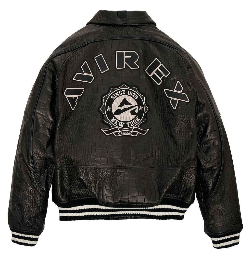 Avirex Croc Commando Black Leather Jacket