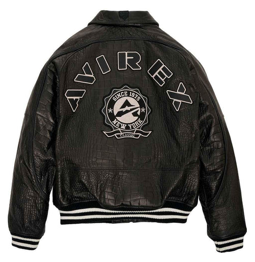 Avirex Croc Commando Black Leather Jacket