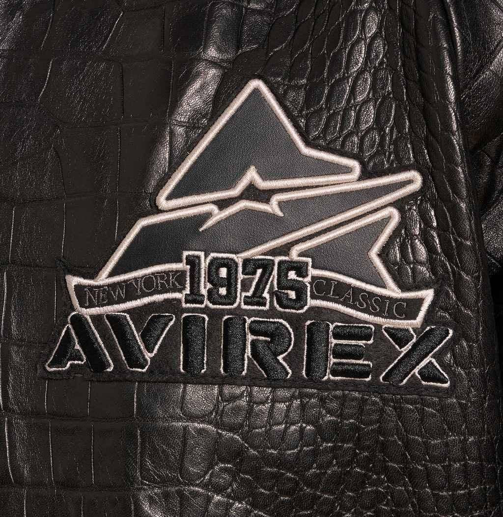 Avirex Croc Commando Black Leather Jacket