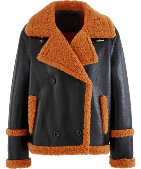 Jamie Hooded Shearling Parka Leather Jacket for Men