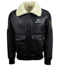 Jared Top Gun Shearling Fur B3 Black Leather Jacket Men