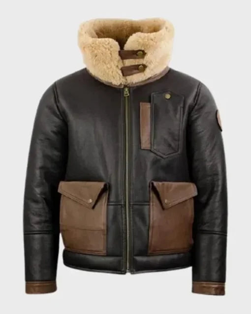 Jones-SF Shearling Bomber Black Leather Jacket