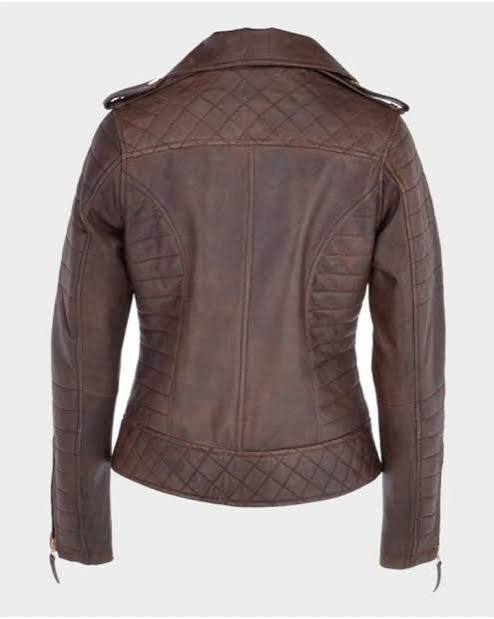 Katie Distressed Brown Shearling Leather Jacket Women