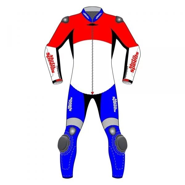 Leather Moto Suit with Netherlands Flag Design