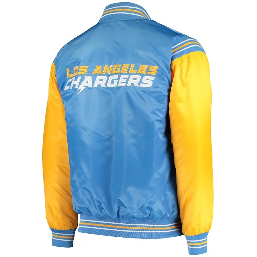Los Angeles Chargers Satin Varsity Jacket Starter Full Snap Design