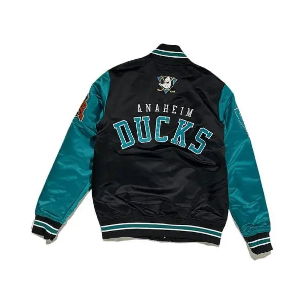 MITCHELL AND NESS NHL Giacca Primetime Heavyweight Satin Jacket Vintage Logo Anaheim Ducks – Men’s