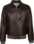 Men’s Avirex Brown Leather Bomber American Jacket Buffalo Legends Leather Jacket