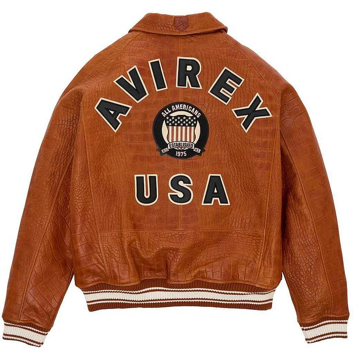 Men’s Avirex Croc Icon Brown Leather Jacket