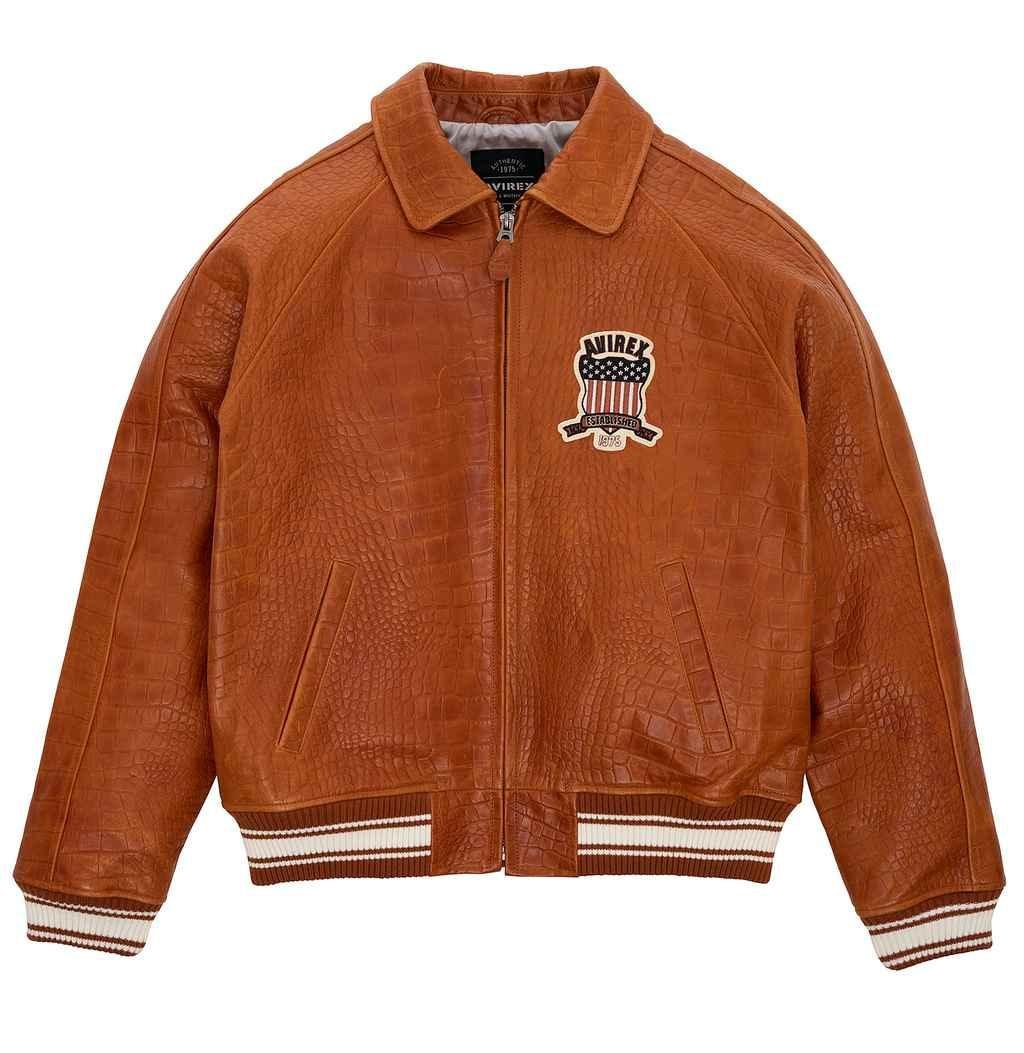 Men’s Avirex Croc Icon Brown Leather Jacket