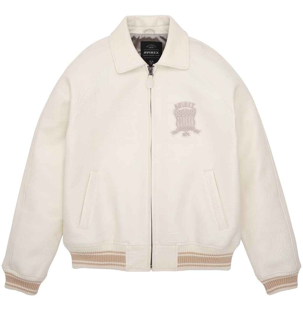 Men’s Avirex Crocodile Icon White Leather Jacket