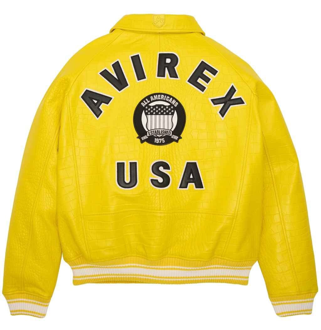 Men’s Avirex Limited Edition Crocodile Yellow Leather Jacket