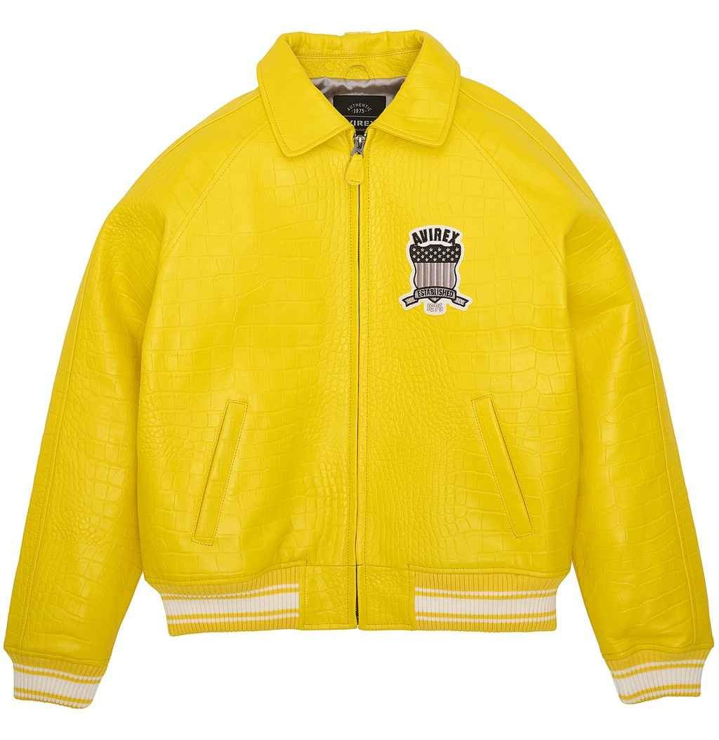 Men’s Avirex Limited Edition Crocodile Yellow Leather Jacket