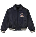 Men’s Avirex Navy Blue Icon Bomber Leather Jacket