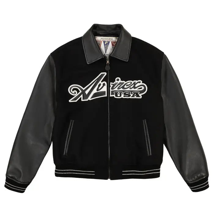 Men’s Avirex Script Wool Leather Jacket
