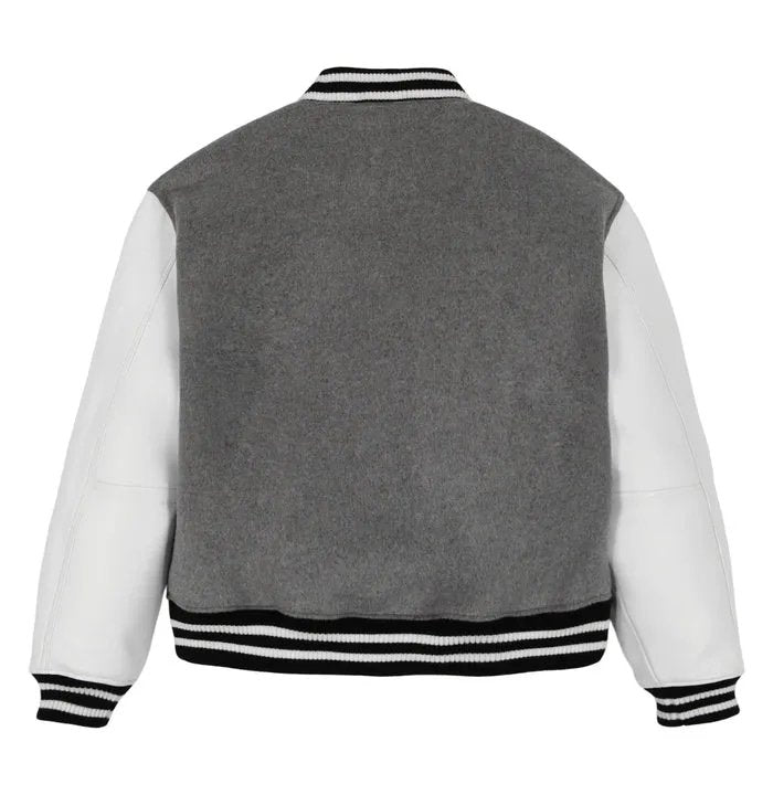 Men’s Avirex Wool Heather Grey Leather Varisty Jacket