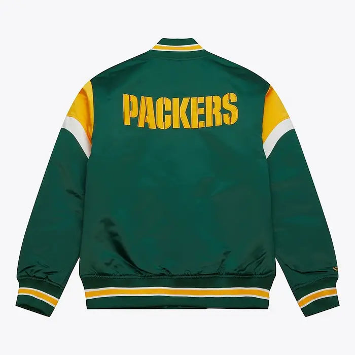 Men’s Green Heavyweight Satin Full-Snap Jacket – Green Bay Packers