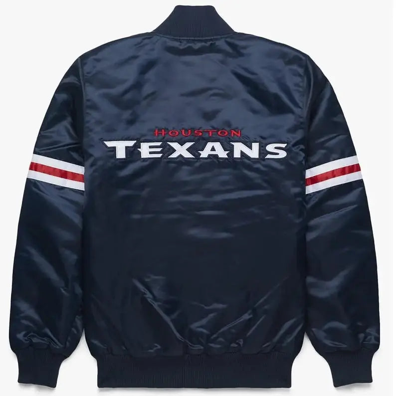 Men’s Houston Texans Satin Bomber Jacket in Navy Blue
