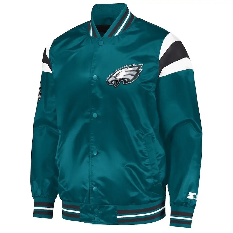 Men’s Philadelphia Eagles Midnight Green Satin Full-Snap Jacket