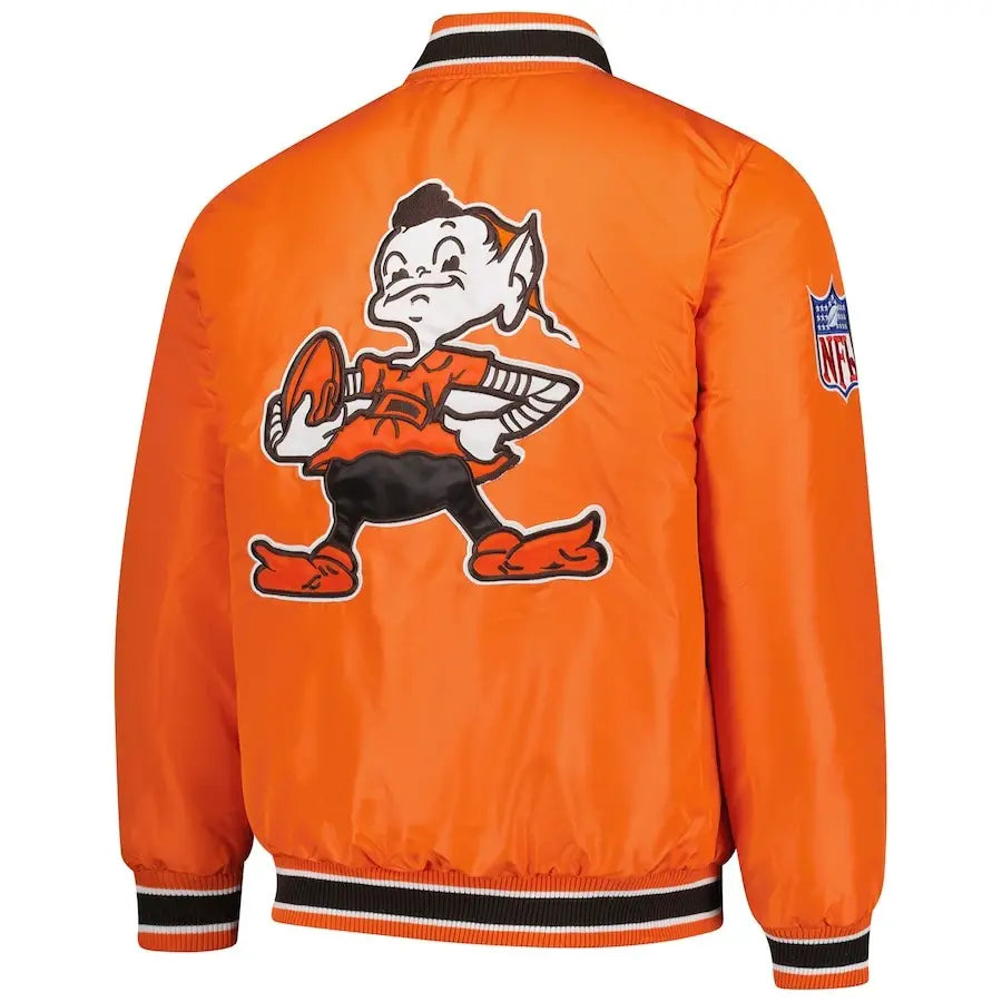 Men’s Reversible Cleveland Browns Starter Satin Varsity Jacket– Orange