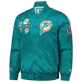 Men’s Starter Aqua Miami Dolphins Satin Full-Snap Varsity Jacket
