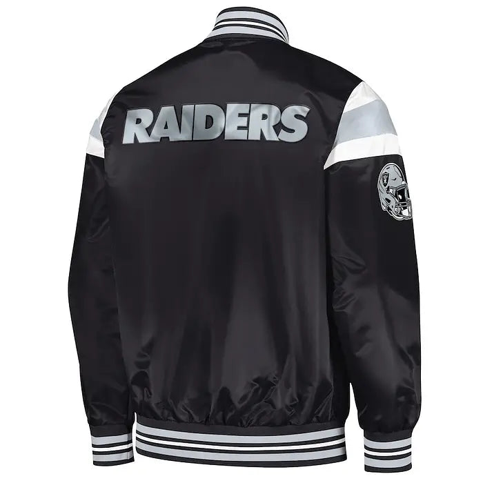 Men’s Starter Black Las Vegas Raiders Satin Full-Snap Varsity Jacket