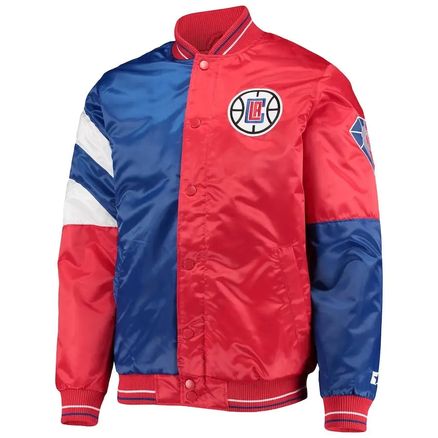 Men’s Starter LA Clippers 75th Anniversary Color Block Satin Full-Snap Jacket