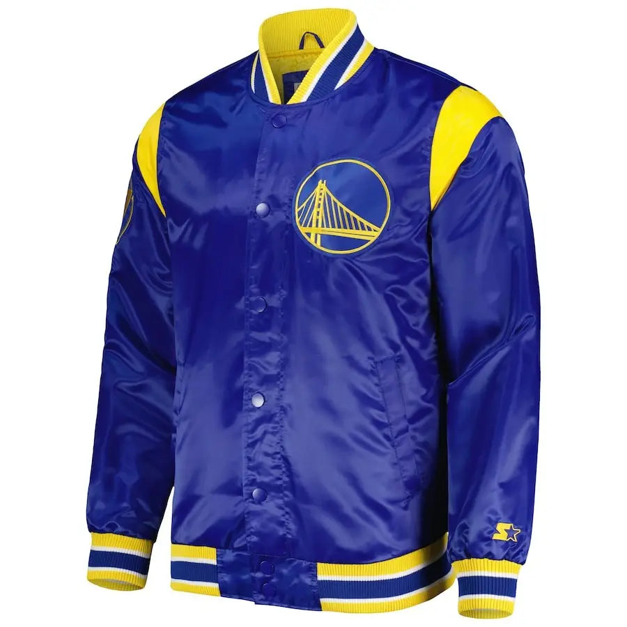 Men’s Royal Golden State Warriors Satin Varsity Jacket