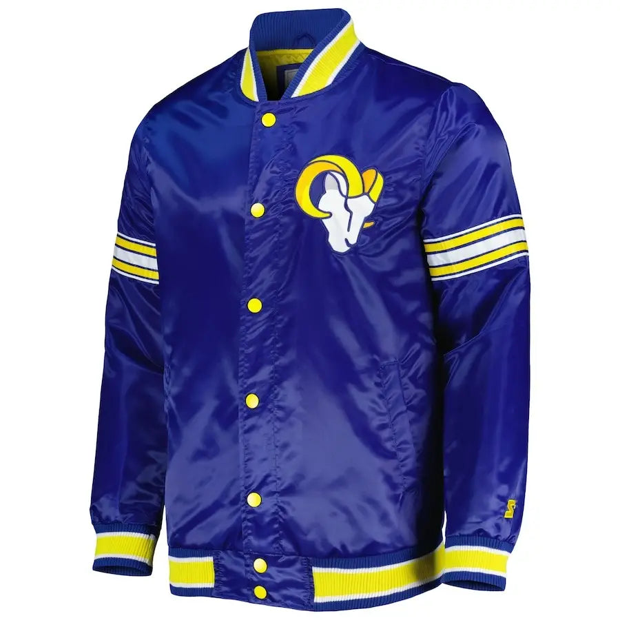 Men’s Starter Royal Los Angeles Rams Midfield Satin Full-Snap Varsity Jacket