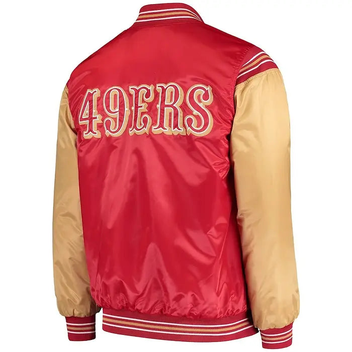 Men’s Starter Scarlet-Gold San Francisco 49ers Enforcer Satin Varsity Full-Snap Jacket