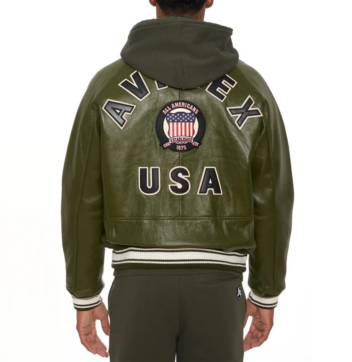 Avirex Olive Icon Leather Jacket