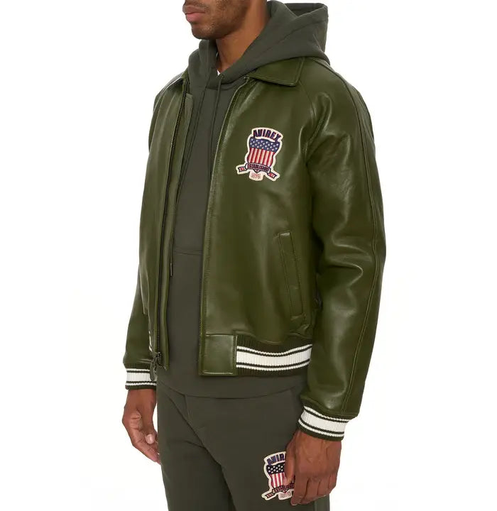 Avirex Olive Icon Leather Jacket