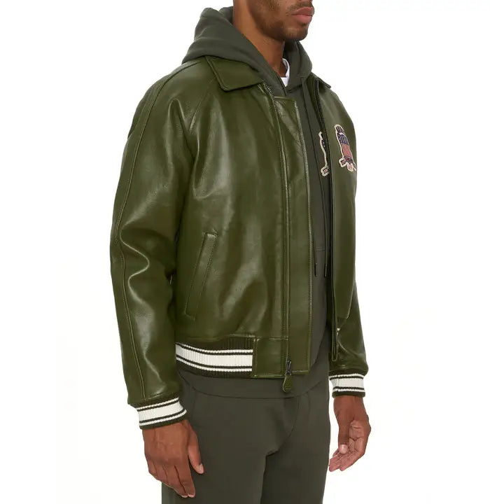 Avirex Olive Icon Leather Jacket