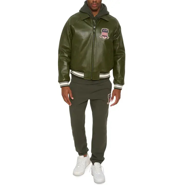 Avirex Olive Icon Leather Jacket