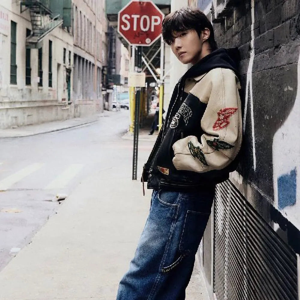 J-Hope On The Street Avirex Leather Bomber Jacket