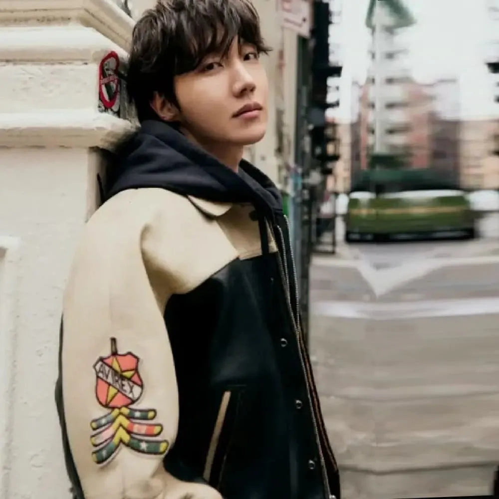 J-Hope On The Street Avirex Leather Bomber Jacket