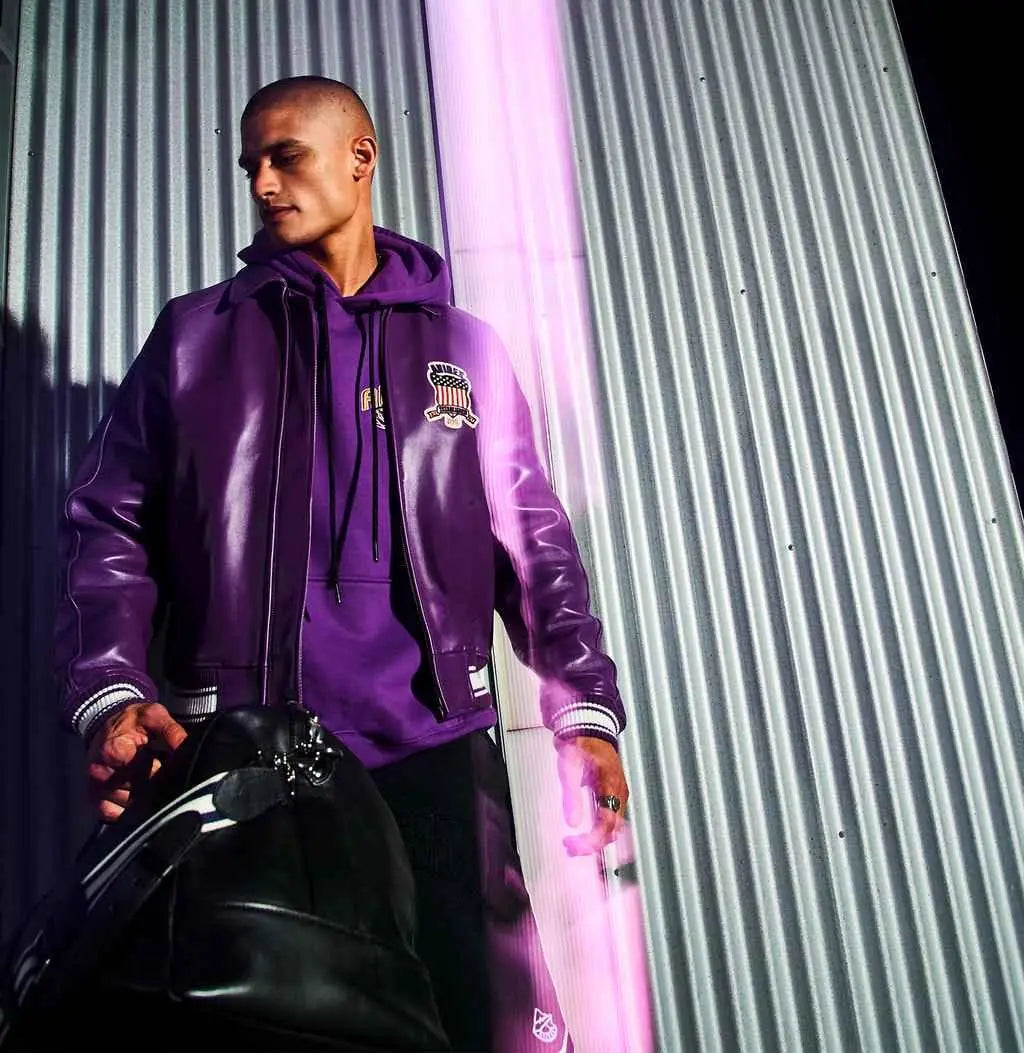 Avirex Purple Icon Leather Jacket