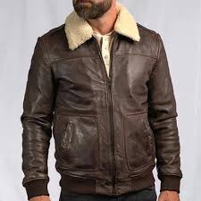Parker A2 Shearling Brown Bomber Leather Jacket for Men