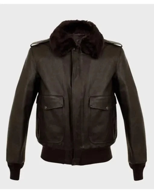 Parker A2 Shearling Brown Bomber Leather Jacket for Men