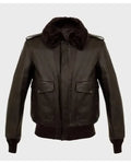 Parker A2 Shearling Brown Bomber Leather Jacket for Men