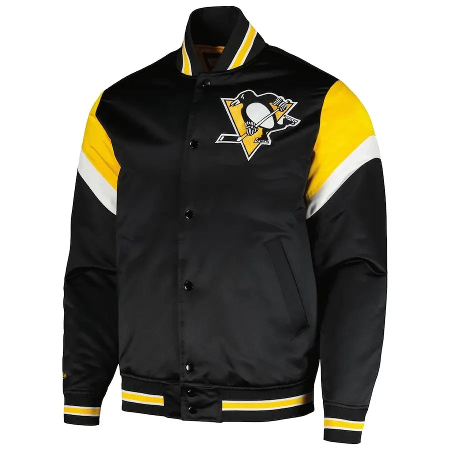 Pittsburgh Penguins NHL Heavyweight Satin Jacket for Men by Mitchell & Ness