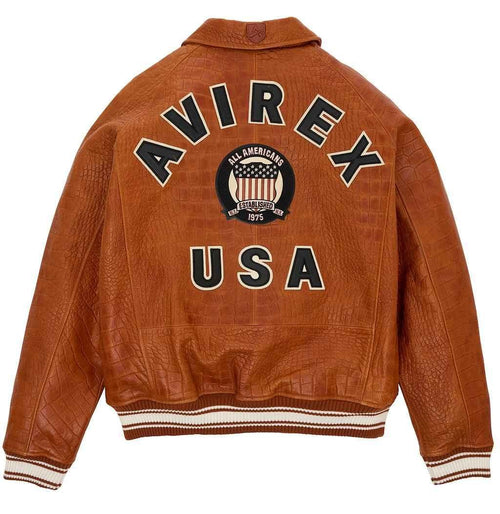 Avirex Croc Commando Brown Leather Jacket