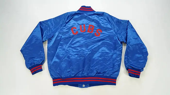 Rare 1980s Chicago Cubs Blue Satin Button-Front Jacket