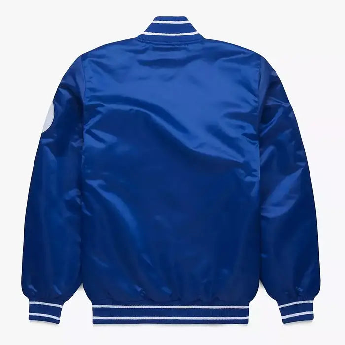 Royal Blue Satin MLB Kansas City Royals Letterman Bomber Jacket