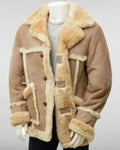 SF-0325 Heavy Shearling Beige Leather Jacket for Men