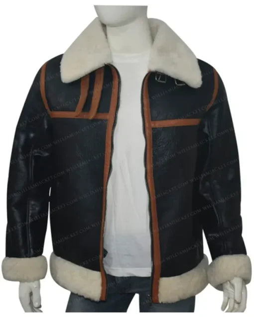 Scott-SF Bomber Cargo Shearling Fur Leather Jacket