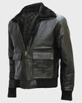 Shaun Black Bomber Sheepskin Leather Jacket for Men
