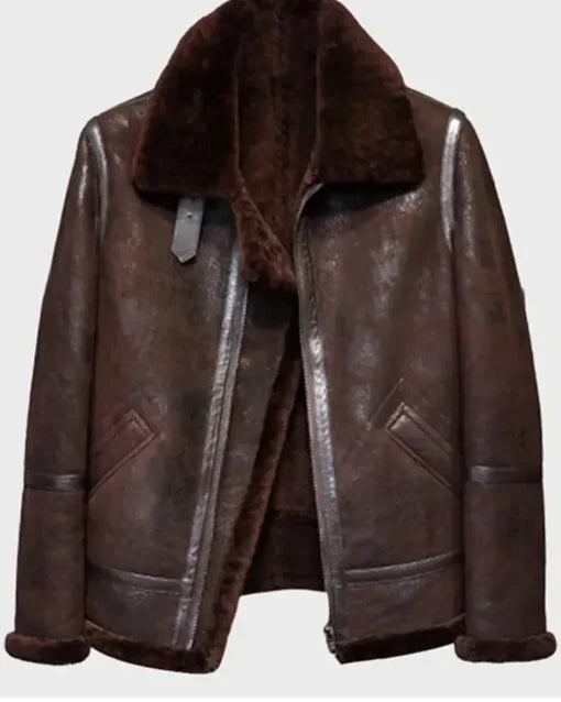 Shawn SF Brown Shearling Leather Jacket for Men