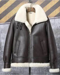 Stephen Dark Coffee Brown SF Shearling Leather Jacket