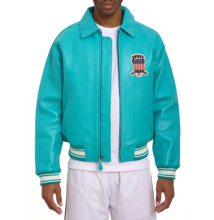 Avirex Turquoise Icon Leather Jacket
