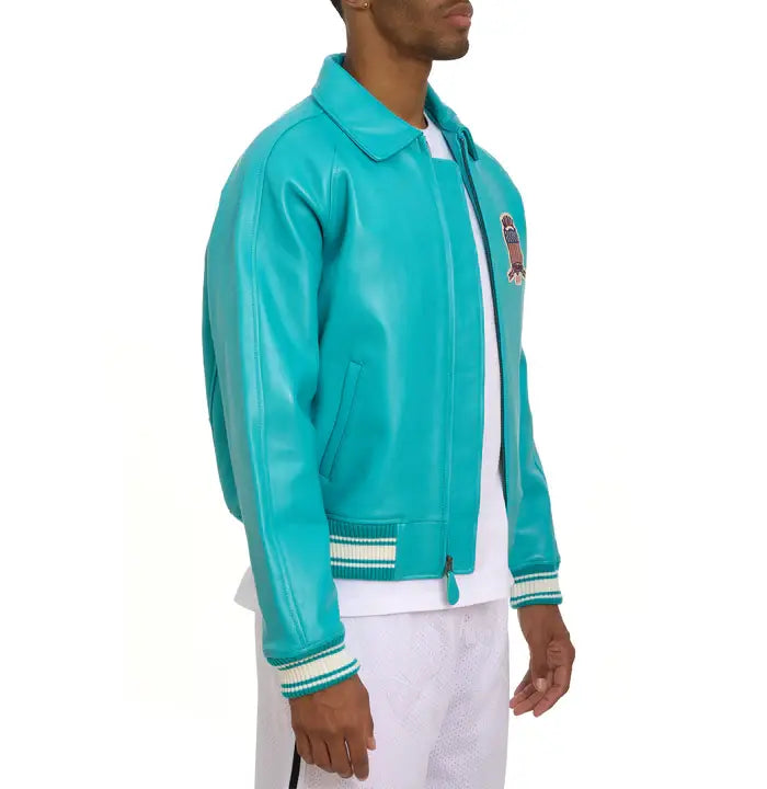 Avirex Turquoise Icon Leather Jacket